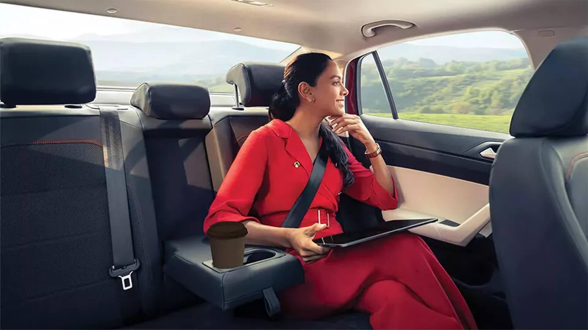 Volkswagen Virtus rear seat with foldable armrest