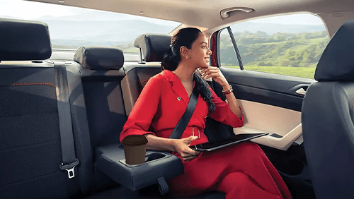 Volkswagen Virtus rear seat with foldable armrest